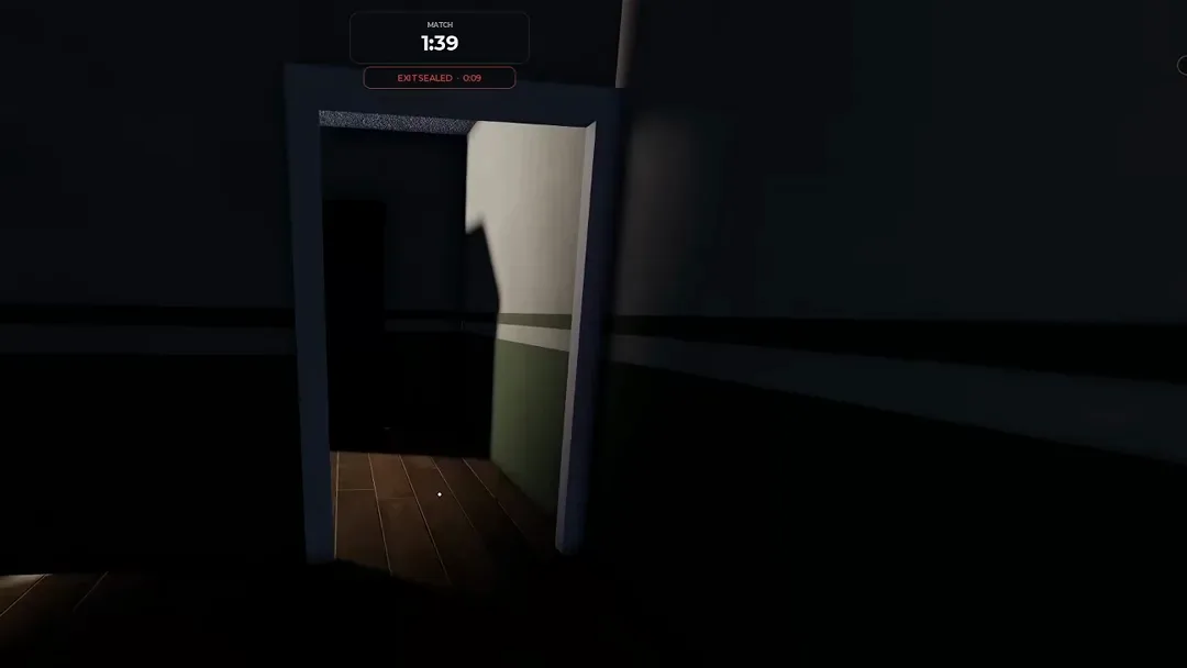 An open doorway with the exit sealed countdown at nine seconds in the Steal Or Die Facility