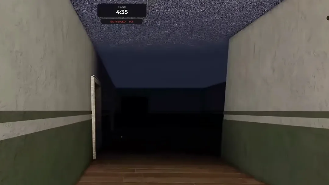 A dark green and white Facility corridor with the exit sealed countdown running in the Steal Or Die HUD