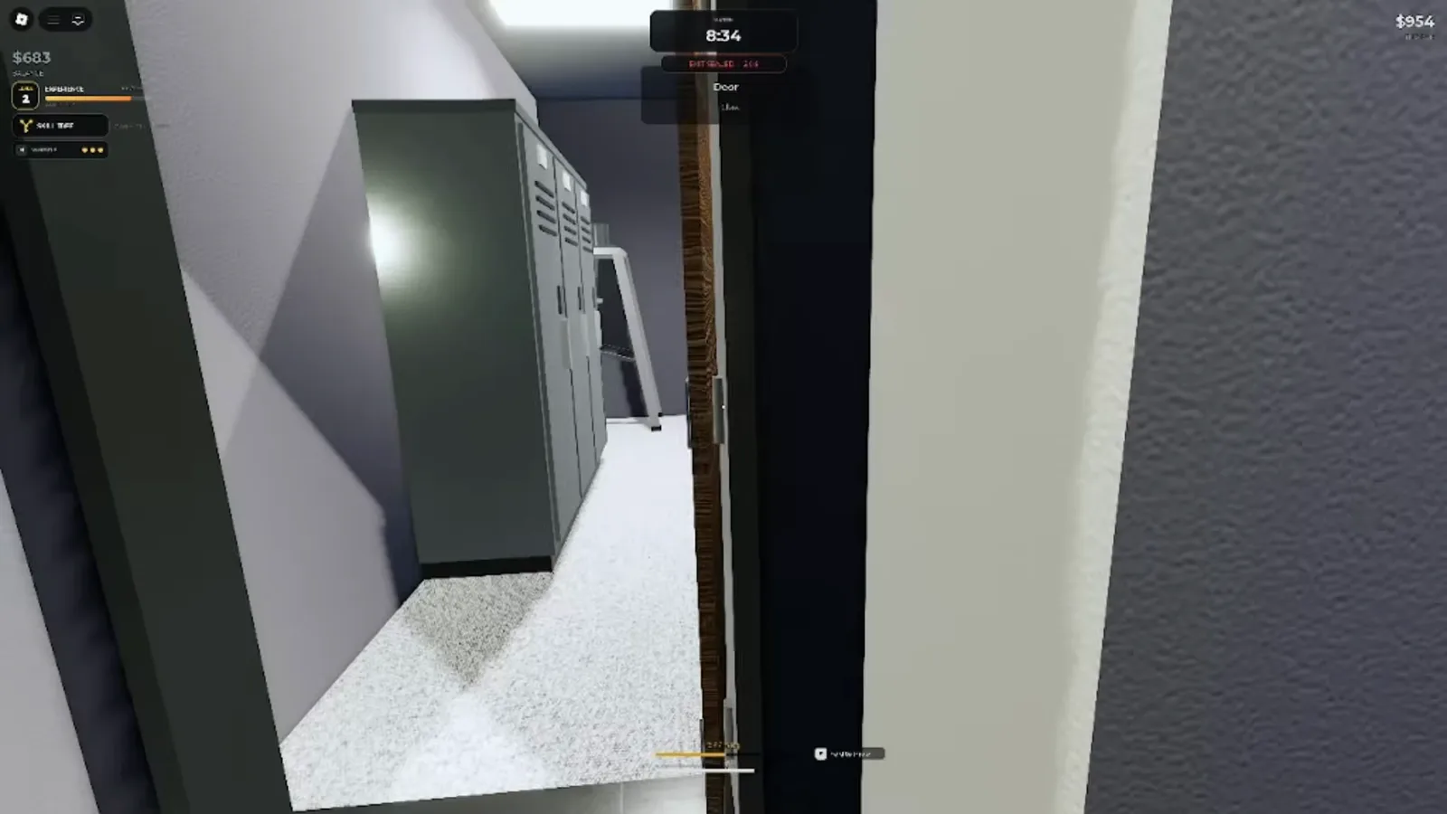 Gray metal lockers seen through an open doorway in the Steal Or Die Office