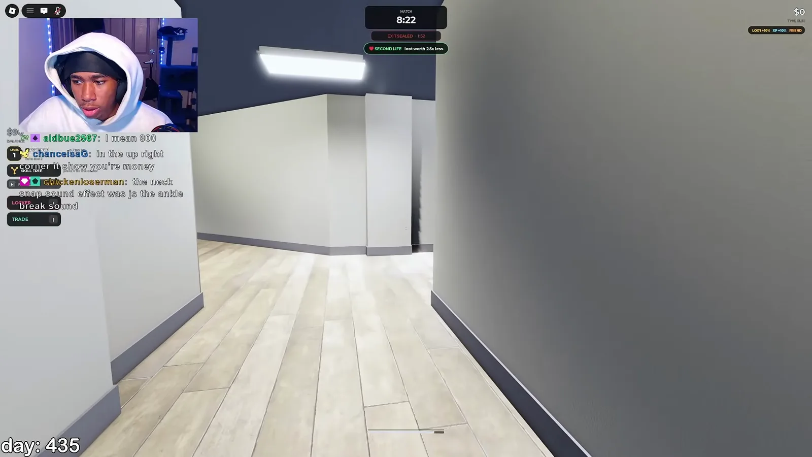 スティール・オア・ダイのHUD。右上にマッチ中の所持金が表示されている