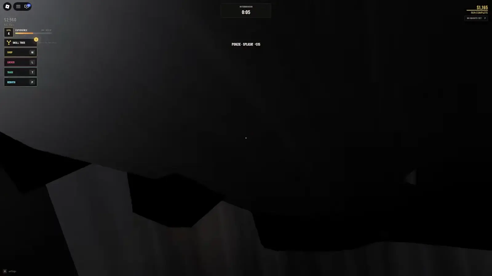 The Steal Or Die lobby side menu showing the Trade button bound to the T key right below Shop on M and Locker on L after a completed run